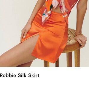 Reformation Robbie Silk Mini Skirt in Citrus
